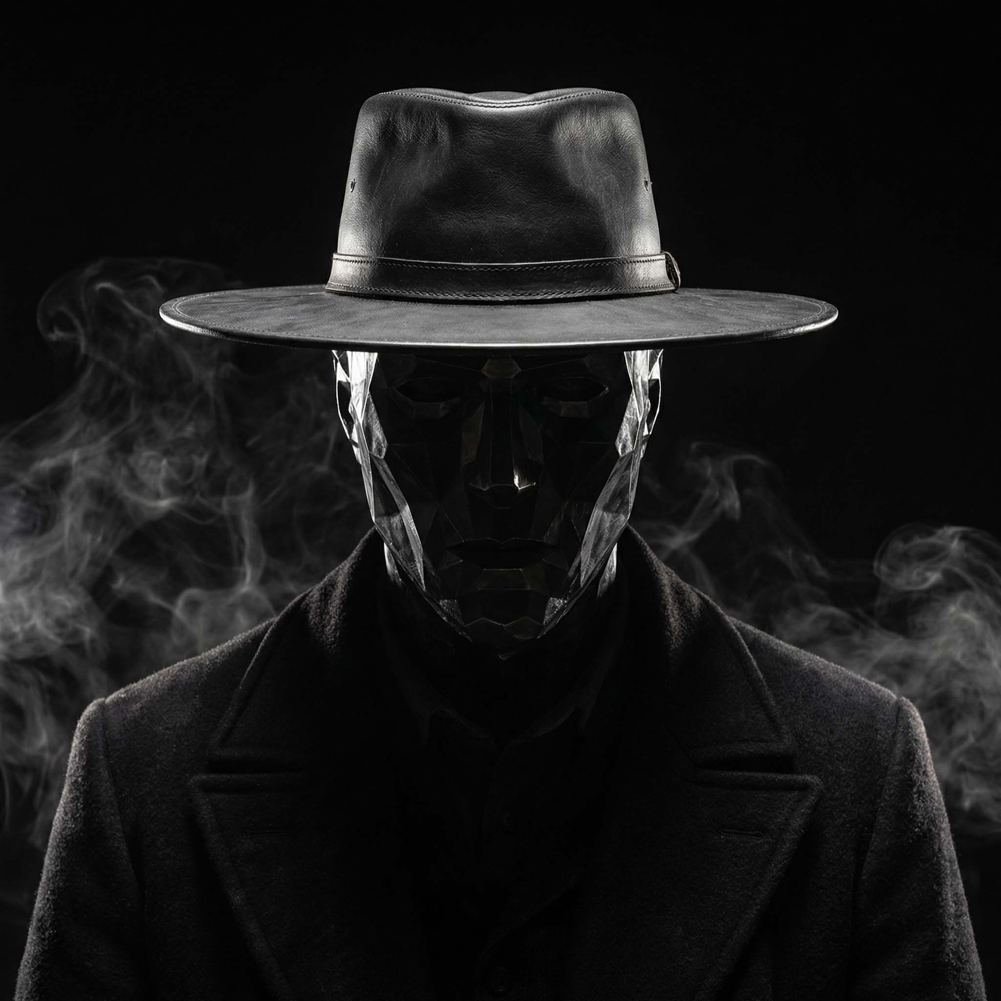 Neon Gatsby — bass music producer wearing reflective mask with smoke
